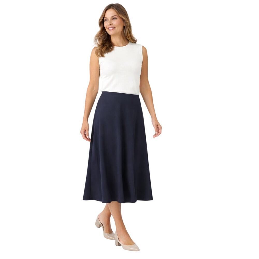 Nine West Navy A-Line Midi SLip Skirt XL NWOT